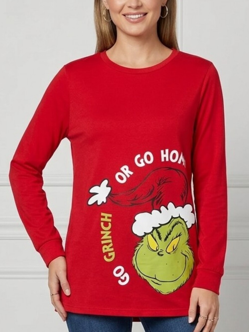 Red Grinch Graphic Long Sleeve Tee S